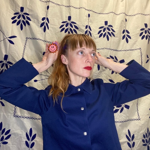 Dialogue small jacket chore cotton (linen vibes) collar four snaps pockets - Picture 3 of 5